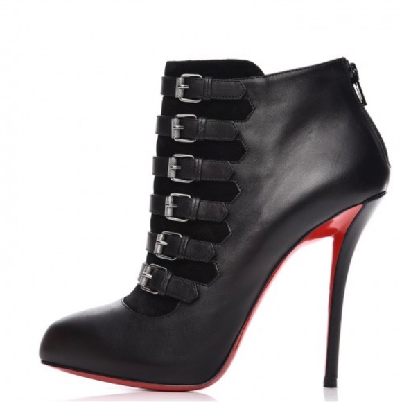 CHRISTIAN LOUBOUTIN- CALFSKIN VEAU VELOURS ATTROUPA 120 BOOTIES - Picture 2 of 9